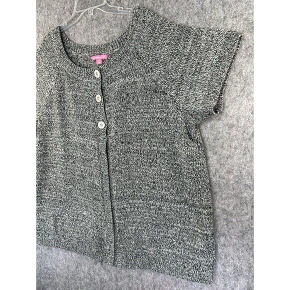 Woman Within Sweater Women's 2X 26/28 Short Sleeve Button Up Cardigan Knit Gray - Picture 2 of 10